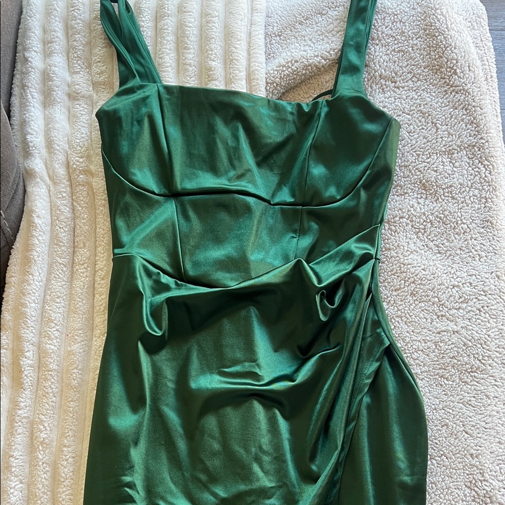 Windsor Strapless Satin Green Dress